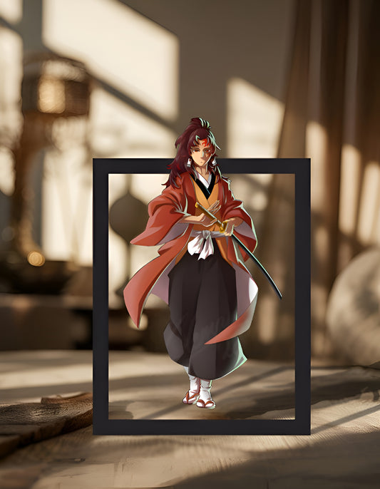 Yoriichi Tsugikuni Metal Frame – Demon Slayer Anime Samurai Decor