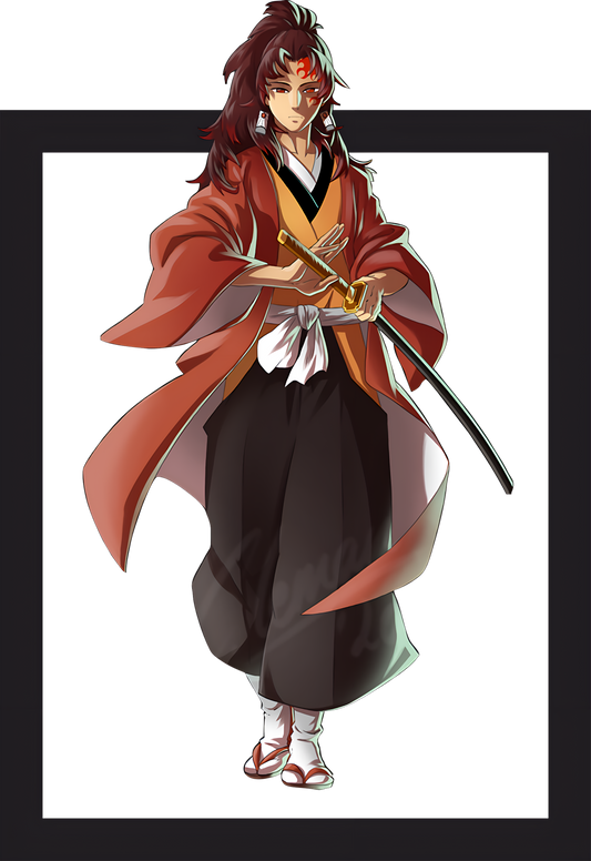 Yoriichi Tsugikuni Metal Frame – Demon Slayer Anime Samurai Decor